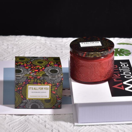 Lumanare Parfumata, , Model Borcan, Rosu, Aroma de Frezie de pere [1]