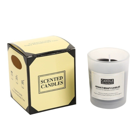 Lumanari - Lumanare Parfumata, , Model Borcan Translucid, 6.2 x 5.2 cm, Aroma de Lemn de Santal, Negru