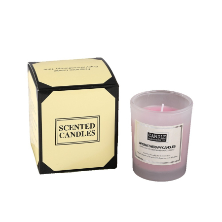 Lumanari - Lumanare Parfumata, , Model Borcan Translucid, 6.2 x 5.2 cm, Aroma de Trandafir, Roz