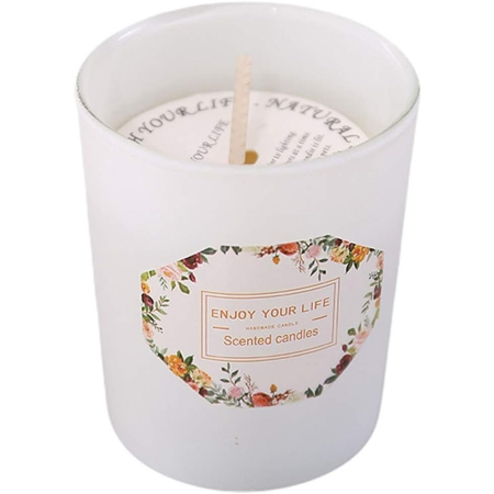 Lumanari - Lumanare Parfumata, , Model Pahar Alb Mat, Aroma de Ceai Verde si Floare de Portocal, din Ceara de Soia, 6.2 x 5.2 cm, Alb