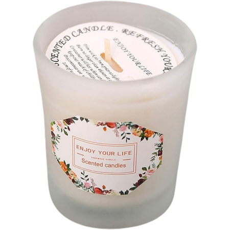 Lumanari - Lumanare Parfumata, , Model Pahar Alb Transparent, Aroma de Frezie/Para, din Ceara de Soia, 6.2 x 5.2 cm, Alb