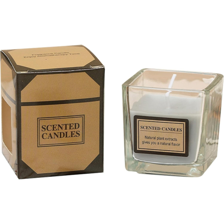 Lumanari - Lumanare Parfumata, , Model Pahar Transparent, cu Ulei Esential, 4.8 x 5.4 x 5.5 cm, Aroma de Chihlimbar, Gri