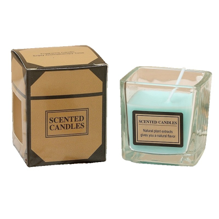 Lumanari - Lumanare Parfumata, , Model Pahar Transparent, cu Ulei Esential, 4.8 x 5.4 x 5.5 cm, Aroma Oceanica, Albastru