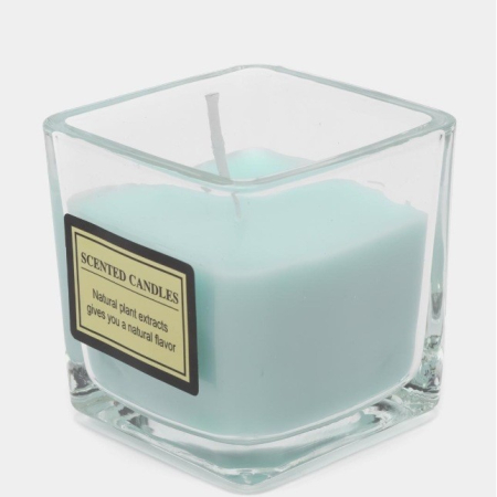 Lumanare Parfumata, , Model Pahar Transparent, cu Ulei Esential, 4.8 x 5.4 x 5.5 cm, Aroma Oceanica, Albastru [1]