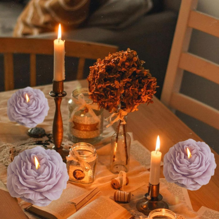 Lumanare Parfumata, , Model Trandafir, Ardere 10h, 70 g, 7.5 x 3.5 cm, Parfum de Lavanda, Mov [2]