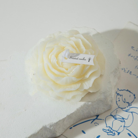 Lumanare Parfumata, , Model Trandafir, Ardere 10h, 70 g, 7.5 x 3.5 cm, Parfum de Tuberoza, Alb [1]