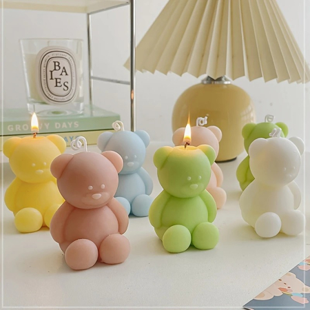 Lumanare Parfumata, , Model Ursulet, Galbena, Aroma de Iasomie, 5.5x3.6x4 cm [3]