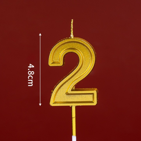 Lumanare pentru Tort Cifra 2, , 4.8 cm, Aniversare, Aurie [2]