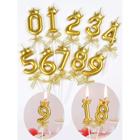 Lumanare pentru Tort Cifra 8, Model Coroana, Gold, , Party [6]
