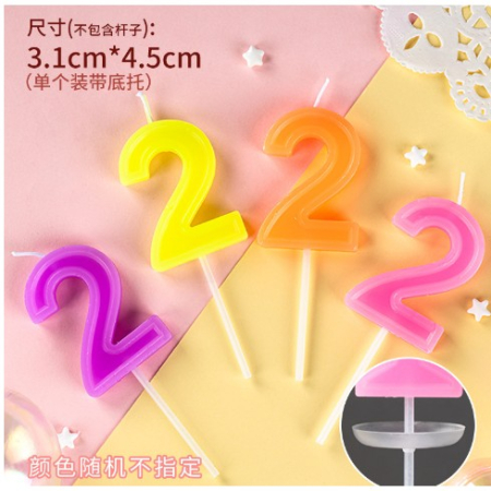 Lumanari si Toppere - Lumanare Tort, cifra 2, , Culoare Random