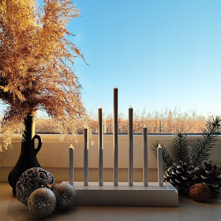 Lumanari decorative de Craciun, 7 becuri tip LED, culoare argintiu [2]