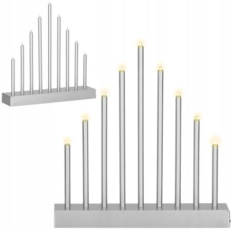 Lumanari decorative de Craciun, 9 becuri tip LED, culoare argintiu [6]