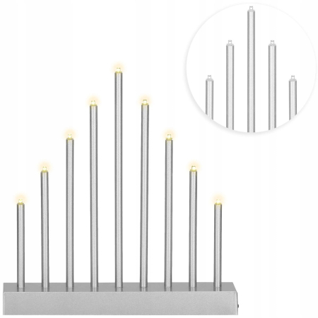 Lumanari decorative de Craciun, 9 becuri tip LED, culoare argintiu [7]