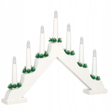 Lumanari decorative de Craciun, stand de lemn, 7 becuri tip LED, culoare alba [8]