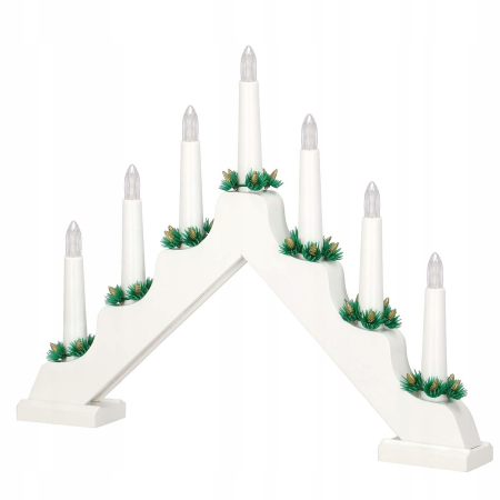 Lumanari decorative de Craciun, stand de lemn, 7 becuri tip LED, culoare alba [7]