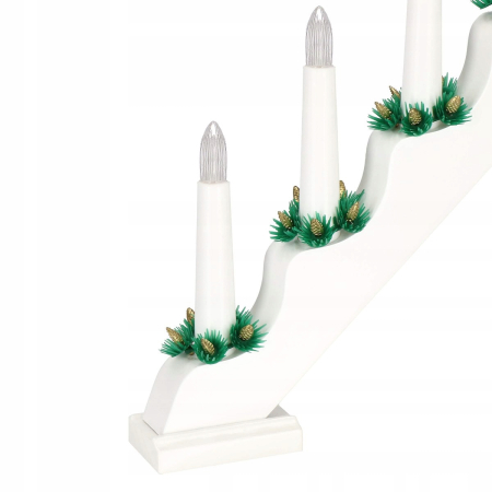 Lumanari decorative de Craciun, stand de lemn, 7 becuri tip LED, culoare alba [9]
