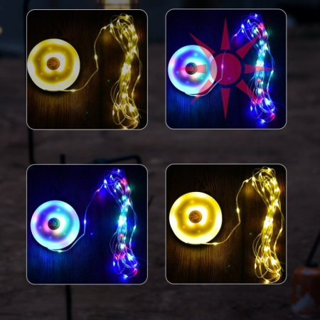 Lumină de camping LED încărcare USB, , șir colorat, pentru aer liber, cort, Distanta 10 metri, 1800mAH, 10.5x4.3 cm, Alb Verde [3]