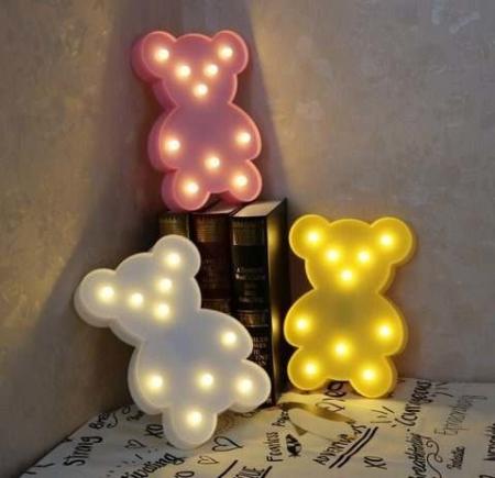 Lampa de Veghe cu Lumina Ambientala cu 10 Becuri LED Lumina Calda - Ursulet, Alb [1]