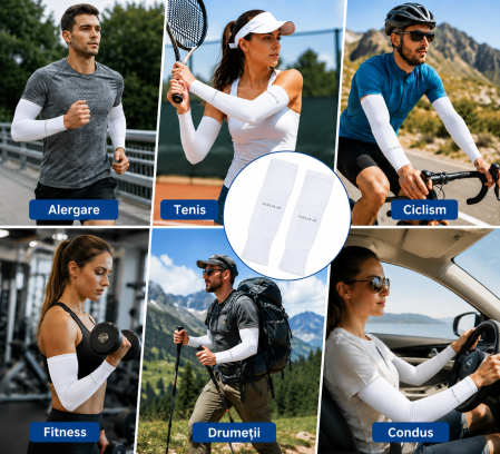 Maneci Sport pentru Protectie Brate cu Protectie UV, Set 2 Bucati, Respirabile si Supraelastice, Unisex [2]