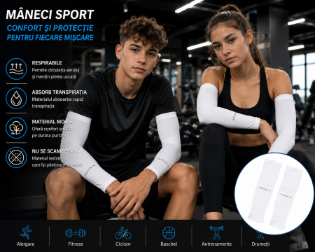 Maneci Sport pentru Protectie Brate cu Protectie UV, Set 2 Bucati, Respirabile si Supraelastice, Unisex [6]