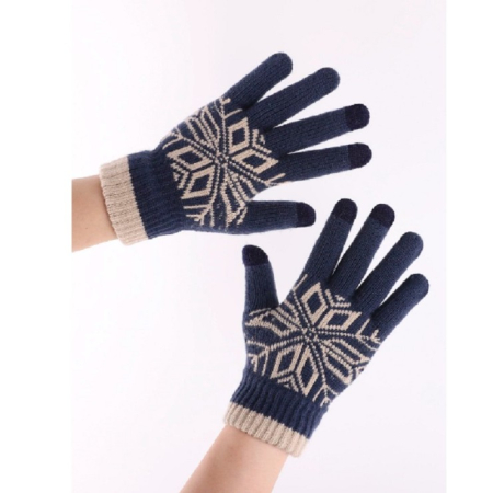 Manusi de Barbat, , Model Fulg, Functie Touchscreen (ecran tactil), Material Acril Tricotat, Manseta Elastica, Interior Catifelat, Marime Universala, Albastru Marin [9]