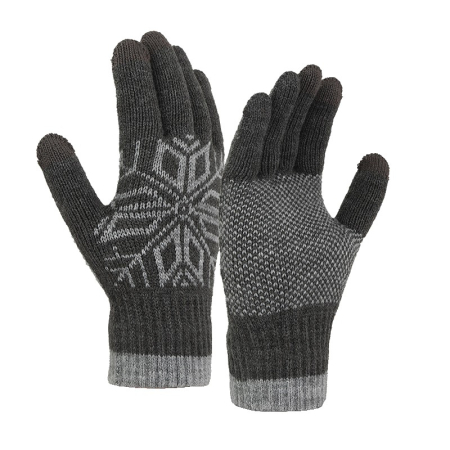 Perne Voiaj, Paturi si Textile - Manusi de Barbat, , Model Fulg, Functie Touchscreen (ecran tactil), Material Acril Tricotat, Manseta Elastica, Interior Catifelat, Marime Universala, Gri