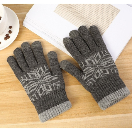 Manusi de Barbat, , Model Fulg, Functie Touchscreen (ecran tactil), Material Acril Tricotat, Manseta Elastica, Interior Catifelat, Marime Universala, Gri [7]