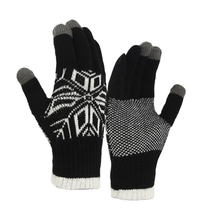 Perne Voiaj, Paturi si Textile - Manusi de Barbat, , Model Fulg, Functie Touchscreen (ecran tactil), Material Acril Tricotat, Manseta Elastica, Interior Catifelat, Marime Universala, Negru