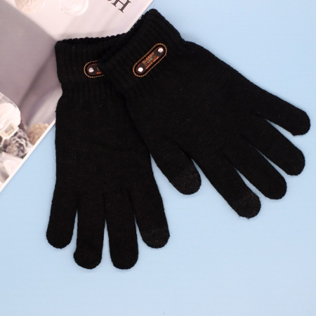 Manusi de Barbat, , Model Tricotat, Functie Touchscreen (ecran tactil), Material Acril, Manseta Elastica, Interior Catifelat, Marime Universala, Negru [6]