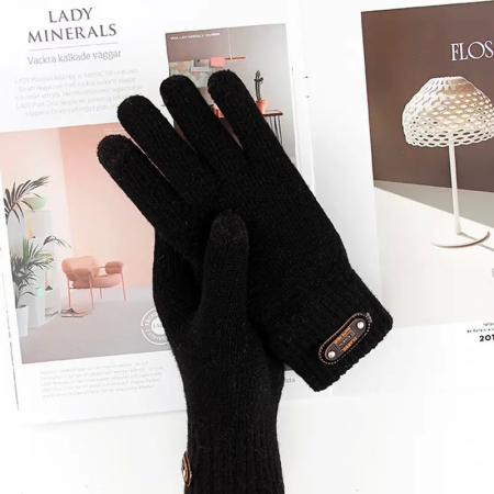 Manusi de Barbat, , Model Tricotat, Functie Touchscreen (ecran tactil), Material Acril, Manseta Elastica, Interior Catifelat, Marime Universala, Negru [3]