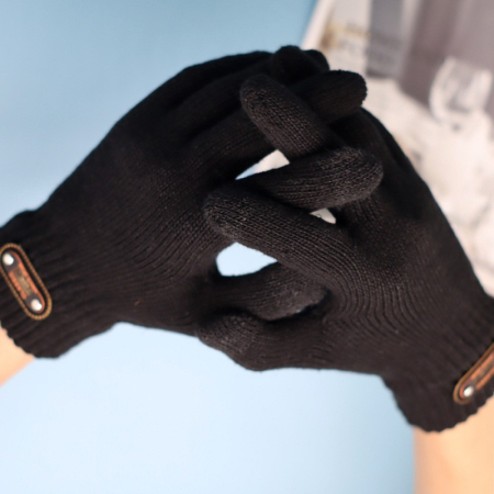 Manusi de Barbat, , Model Tricotat, Functie Touchscreen (ecran tactil), Material Acril, Manseta Elastica, Interior Catifelat, Marime Universala, Negru [4]