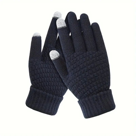 Perne Voiaj, Paturi si Textile - Manusi de Dama, , Functie Touchscreen (ecran tactil), Material Acril Tricotat, Manseta Elastica, Interior Catifelat, Marime Universala, Albastru Marin