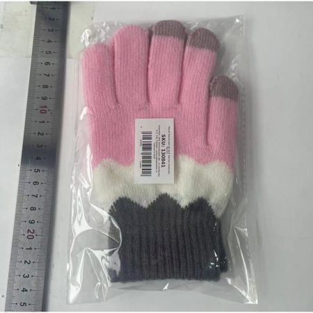 Manusi de Dama, , Model Ondulat, Functie Touchscreen (ecran tactil), Material Acril Tricotat, Manseta Elastica, Interior Catifelat, Marime Universala, Roz/Gri [7]