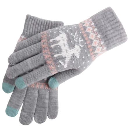 Perne Voiaj, Paturi si Textile - Manusi de Dama, , Model Ren, Functie Touchscreen (ecran tactil), Material Acril Tricotat, Manseta Elastica, Interior Catifelat, Marime Universala, Gri