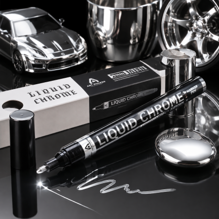 Marker Vopsea Chrome cu Efect Metalic Permanent, Varf Rotund 2mm, Uscare 12H, ORIGINAL DEALS [4]