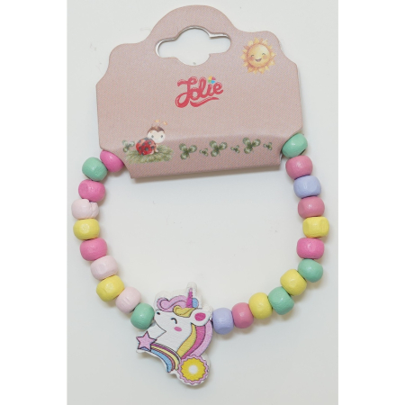 Martisor Bratara Curcubeu - Martisor Bratara Curcubeu pentru Copii, Elastica, din Lemn, Model 1