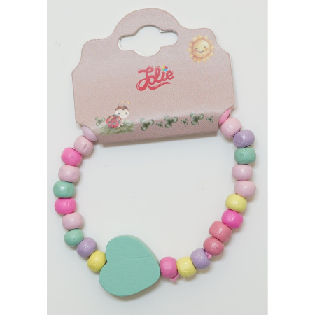 Martisor Bratara Curcubeu - Martisor Bratara Curcubeu pentru Copii, Elastica, din Lemn, Model 3