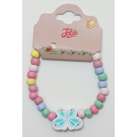 Martisor Bratara Curcubeu - Martisor Bratara Curcubeu pentru Copii, Elastica, din Lemn, Model 8