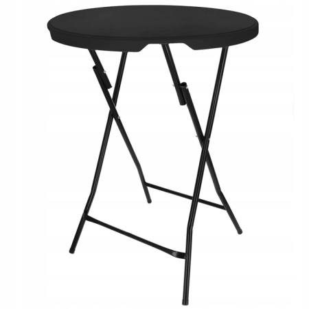 Mese gradina - Masa catering profesionala pentru evenimente, inalta, cu picioare metal pliabile, rotunda, d 80 cm, h 110 cm, negru