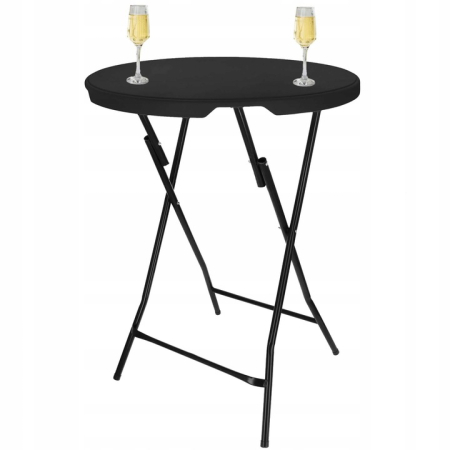 Masa catering profesionala pentru evenimente, inalta, cu picioare metal pliabile, rotunda, d 80 cm, h 110 cm, negru [10]