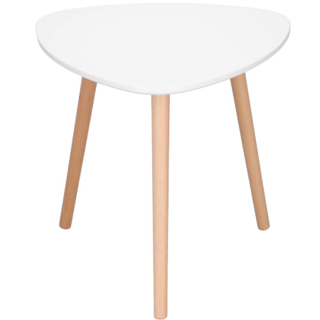 Masa de cafea, ovala, diametru 50 cm, inaltime 48 cm, Blat MDF, Picioare lemn, Alb [5]