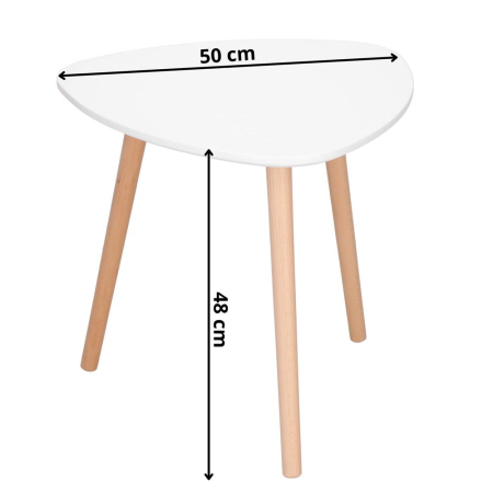 Masa de cafea, ovala, diametru 50 cm, inaltime 48 cm, Blat MDF, Picioare lemn, Alb [13]