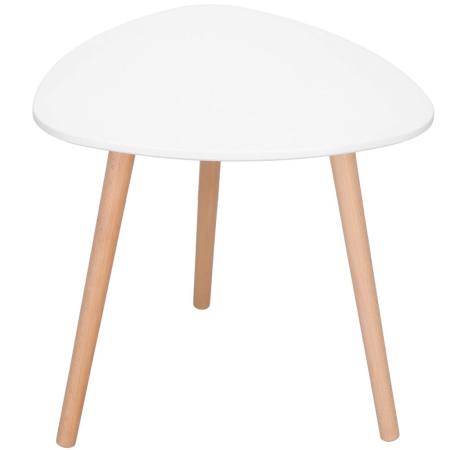 Mese cafea si decorative - Masa de cafea, ovala, diametru 50 cm, inaltime 48 cm, Blat MDF, Picioare lemn, Alb