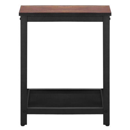 Masa de cafea patrata, noptiera cu cadru otel si polita de depozitare, 45x45x55 cm, maro rustic [11]