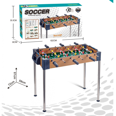 Masa de Fotbal, , cu Picioare Inalte, 6 Manere, Tablou de Scor, 62 x 8 x 35.5 cm, din Lemn/Otel si ABS, Maro [2]