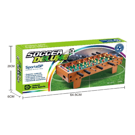 Masa de Fotbal cu Teren, , cu Picioare Scurte, 8 Manere, Tablou de Scor, 64 x 20 x 47 cm, din Lemn/Otel/ABS, Maro [1]