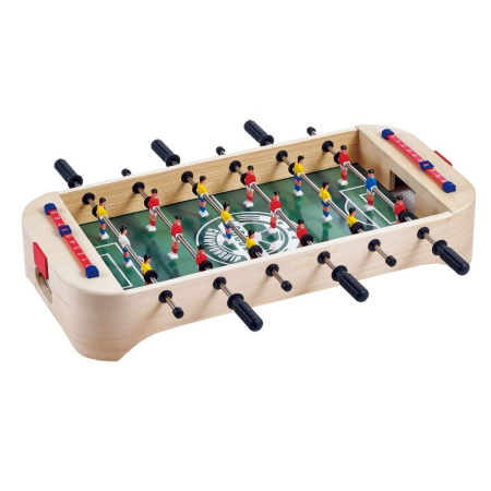 Jocuri de societate - Masa de Fotbal cu Teren, , fara Picioare, 6 Manere, Tablou de Scor, 51.5 x 10 x 25.5 cm, din Lemn/Otel, Crem/Verde