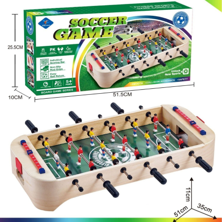 Masa de Fotbal cu Teren, , fara Picioare, 6 Manere, Tablou de Scor, 51.5 x 10 x 25.5 cm, din Lemn/Otel, Crem/Verde [2]