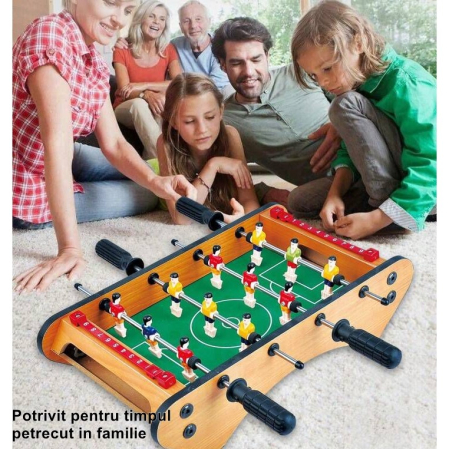 Masa de fotbal cu teren si 12 jucatori , 4 manere, cu Tablou pentru Scor, din Metal, Lemn si ABS, 37.5 x 21 x 9.5 cm, Margini Rotunjite, pentru copii/adulti [3]
