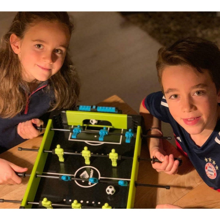Masa de fotbal cu teren si 12 jucatori , 4 manere, cu Tablou Scor, din Metal si ABS, 36.5 x 35.5 x 8 cm, Design Multicolor, pentru copii/adulti, verde [4]